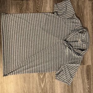 Puma Men's Heather Gray Polo with Navy Stripes